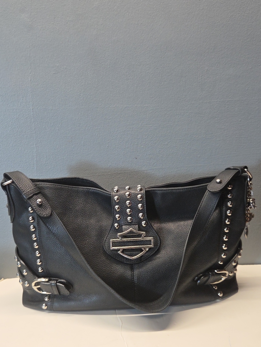 Harley-Davidson Black Studded Leather Shoulder Bag